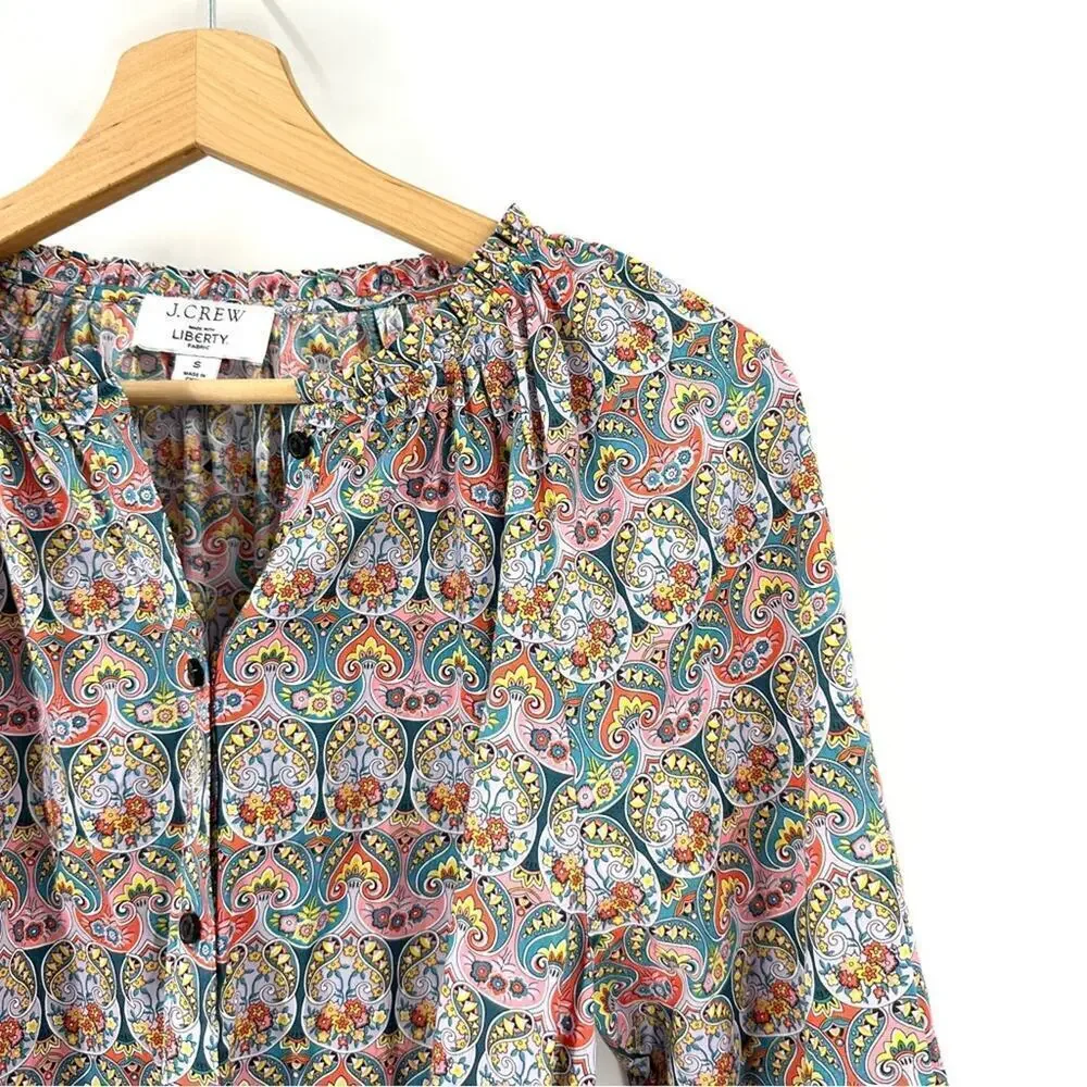 NEW J. Crew x Liberty Tie Waist Organic Cotton Giorgia Duke Fabric Sz S